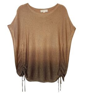 Michael Michael Kors‎ Shimmer Blouse Womens Medium Ombre Glitter Rouched Holiday